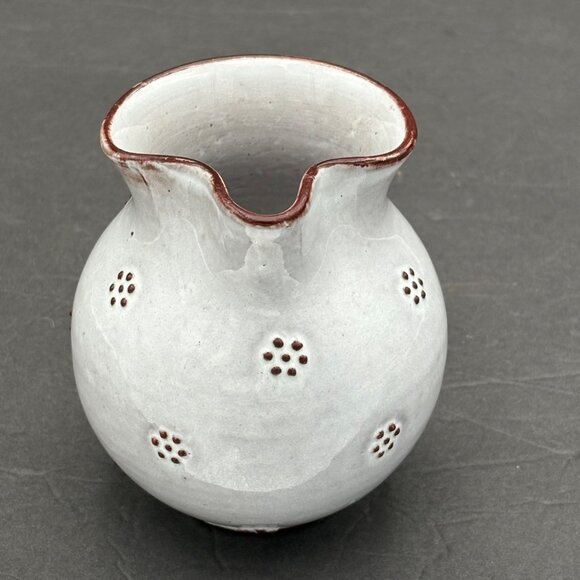 Handcrafted Ceramic Jug Pitcher Raised Brown Accents Pottery Farmhouse Rustic - Picture 2 of 13